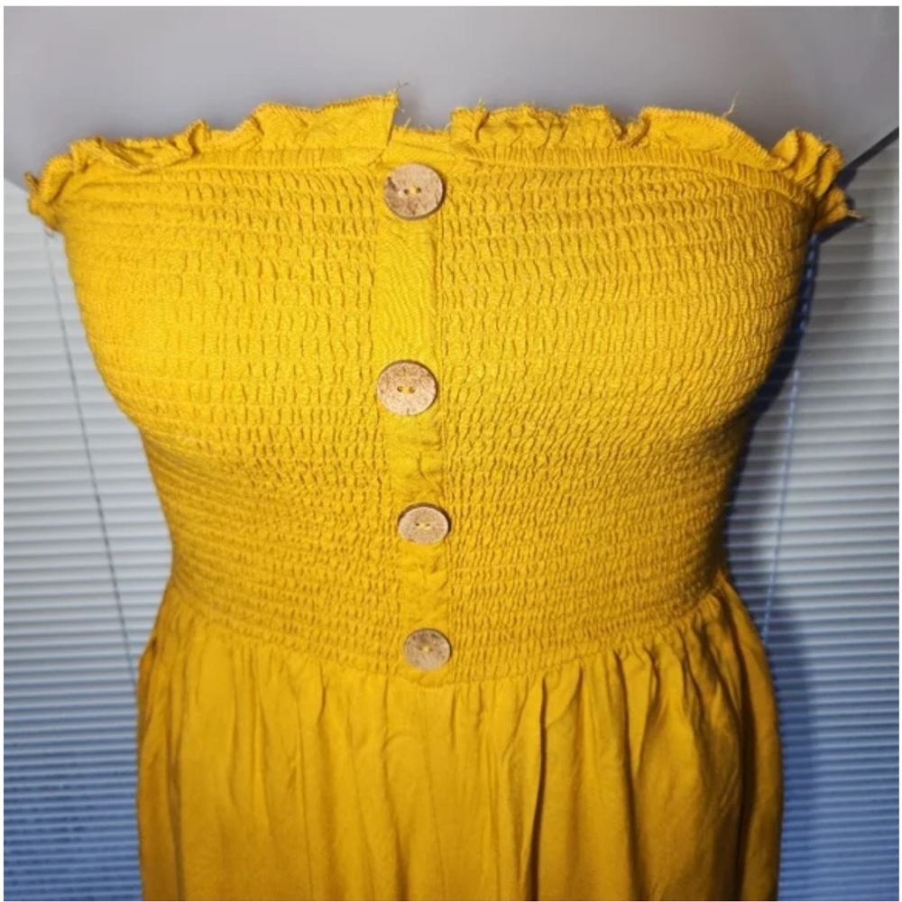 Smocked Wide Leg Strapless Jumpsuit Size XL - Picture 4 of 9